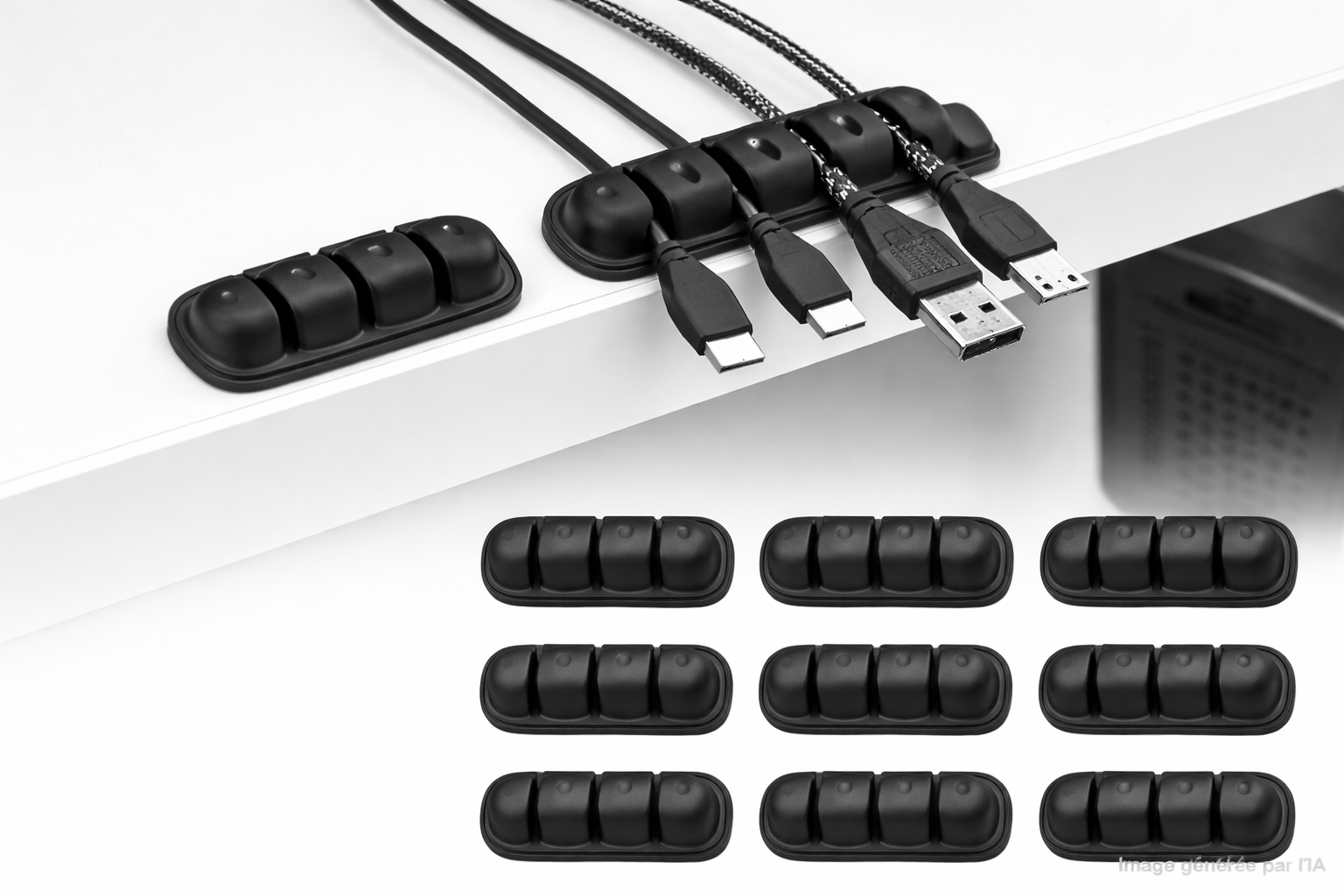 Gestionnaire de câbles adhesif x10